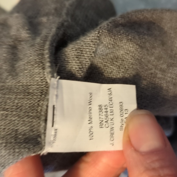 J. Crew Gray Embroidered Crew Neck Fine Merino Wool Sweater - Picture 4 of 4